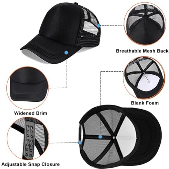 Blank Mesh Trucker Hats Bulk Sublimation DIY Adjustable Baseball Caps Unisex main image 5
